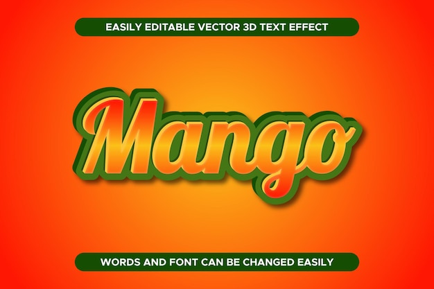 Modello di effetto di testo modificabile vettoriale con effetto stile testo mango