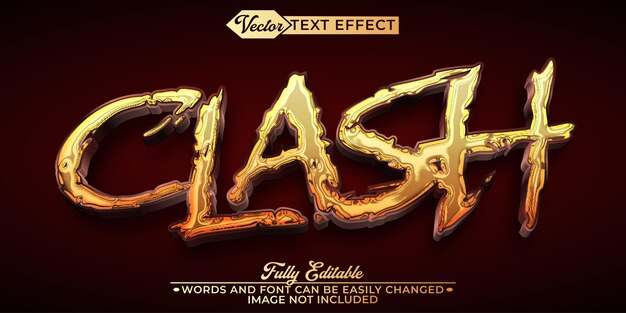 Modello di effetto di testo modificabile vettoriale Golden Historic War Clash