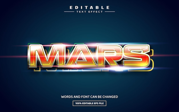 Modello di effetto testo modificabile Marte 3D