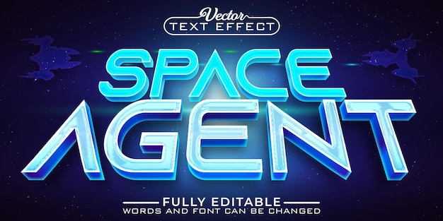 Modello di effetto testo modificabile vettoriale futuristico agente spaziale blu