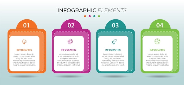 Modello di elemento infografica aziendale con passaggi