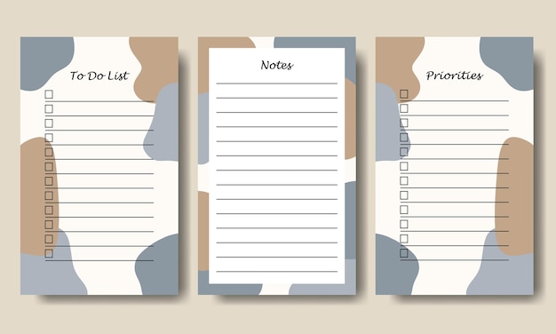 Modello di elenco di note da fare con forme astratte di colore pastello blu tortora stampabile