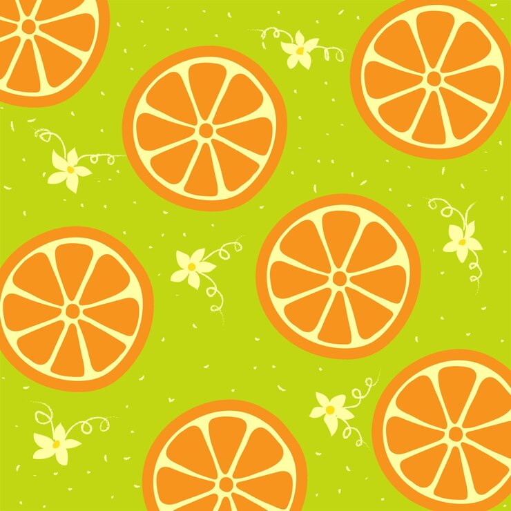 Modello di fiori e arance divertenti e fruttuosi