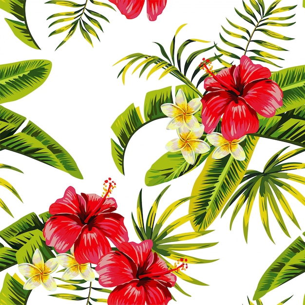 Modello di fiori e piante tropicali