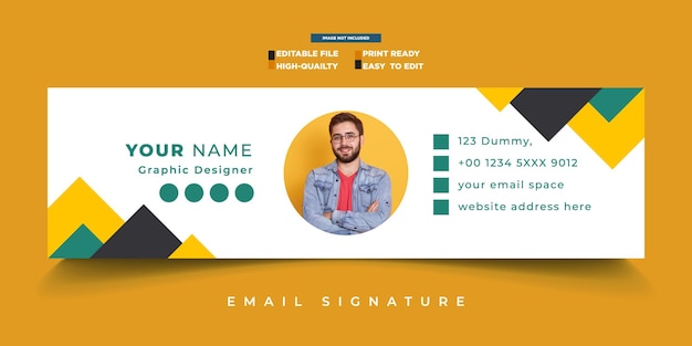 Modello di firma di e-mail o piè di pagina di e-mails e vettore di firma di E-mail professionale Modello