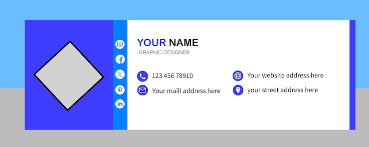 Vettore modello di firma e-mail o piè di pagina e banner di copertina dei social media