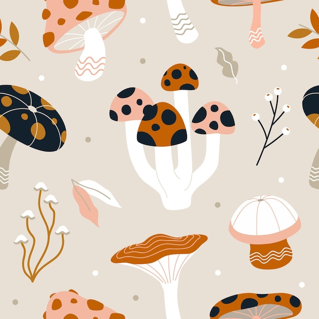 Modello di funghi disegnati a mano