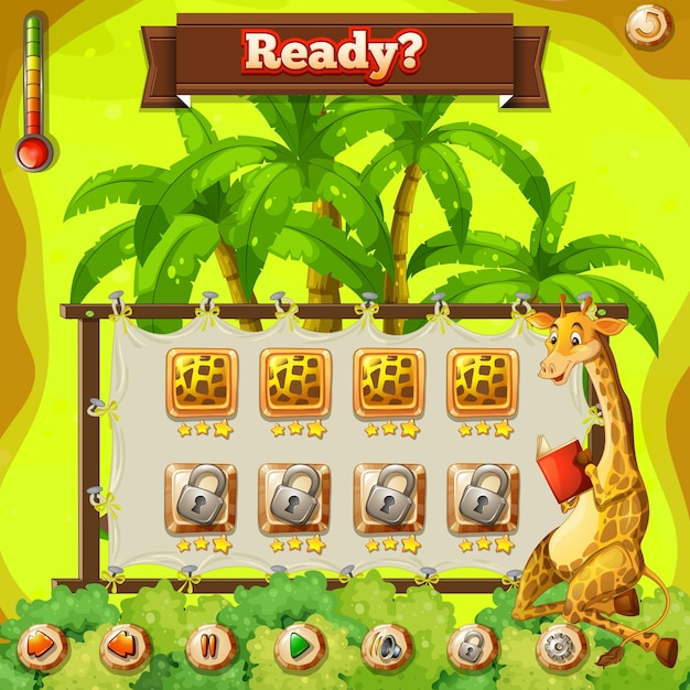 Modello di gioco con giraffa nella giungla