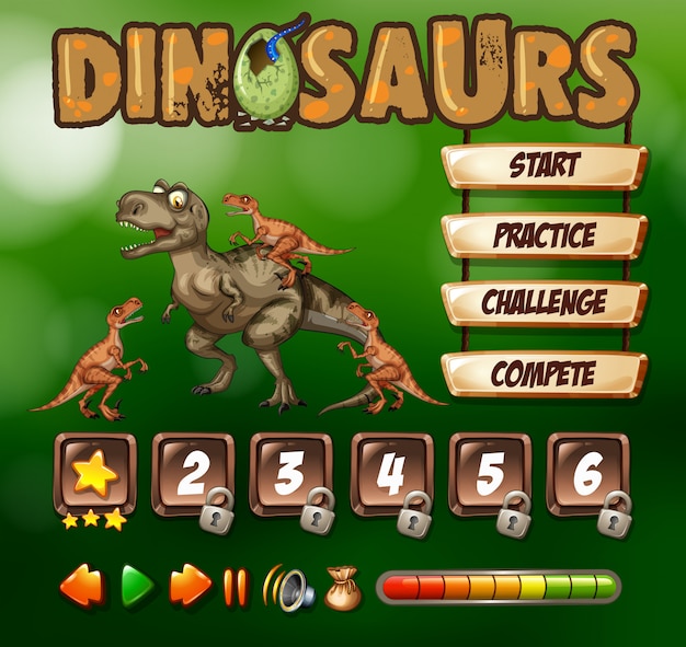 Modello di gioco con tema di dinosauri