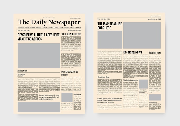 modello di giornale vecchio stile il giornale quotidiano modello di design vintage