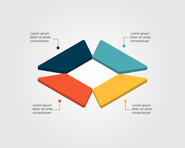 modello di grafico quadrato per infografica per la presentazione per 4 elementi