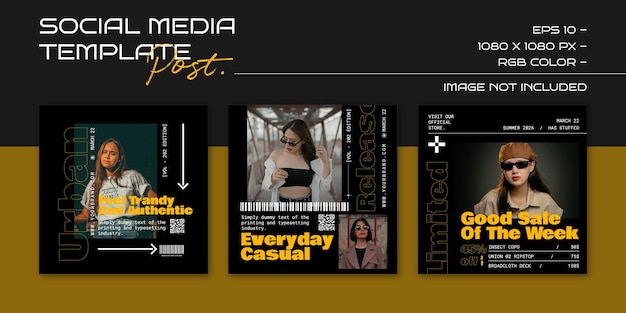 Modello di hype instagram Fashion design per il modello di storia dei social media