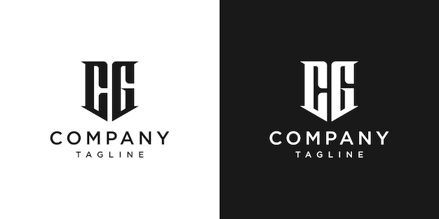 Modello di icona del design del logo del monogramma della lettera CG dell'annata creativa Sfondo bianco e nero