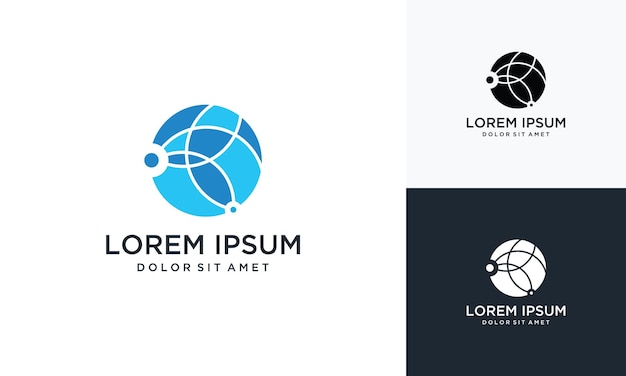 Modello di icona del logo vettoriale tecnologico globale con concetto di connessione