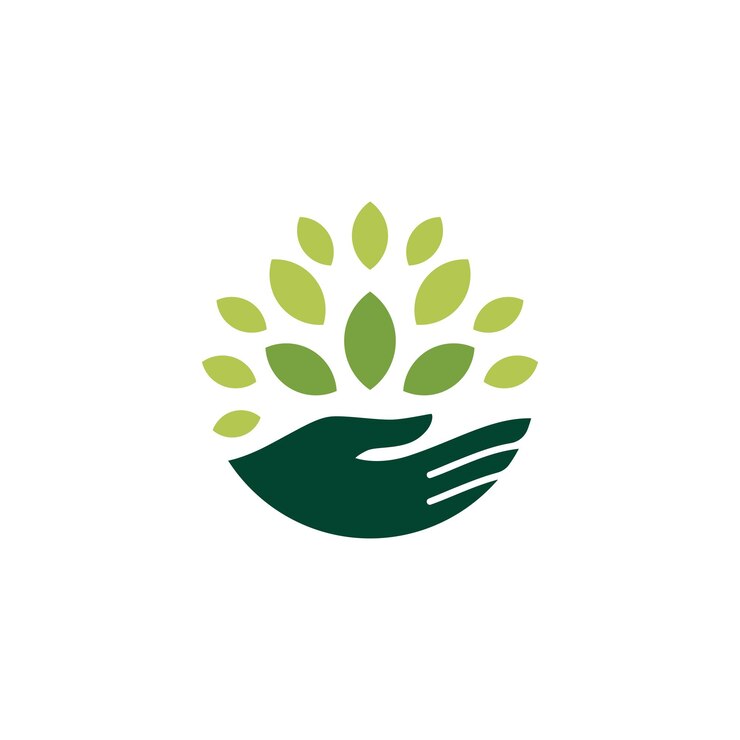 modello di icona dell'albero di progettazione del logo delle foglie a mano