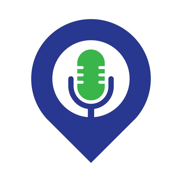 Modello di icona di progettazione del logo vettoriale di podcast gps