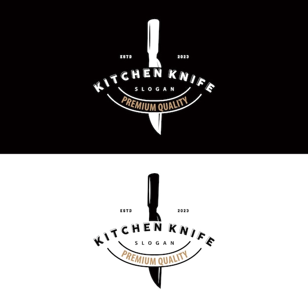 Modello di illustrazione del logo del coltello da cucina con logo del coltello da cucina