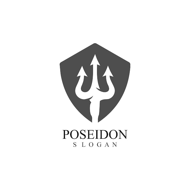 Modello di illustrazione del vettore di disegno del tridente e dell'icona di poseidon