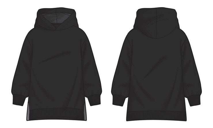 Vettore modello di illustrazione vettoriale con cappuccio da donna di colore nero