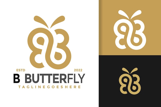 Modello di illustrazione vettoriale del disegno del logo della farfalla della lettera B