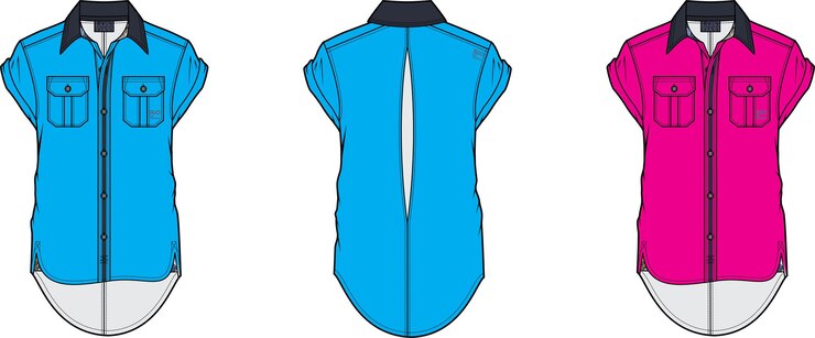 Vettore modello di illustrazione vettoriale del disegno tecnico di schizzo anteriore posteriore elegante della camicia