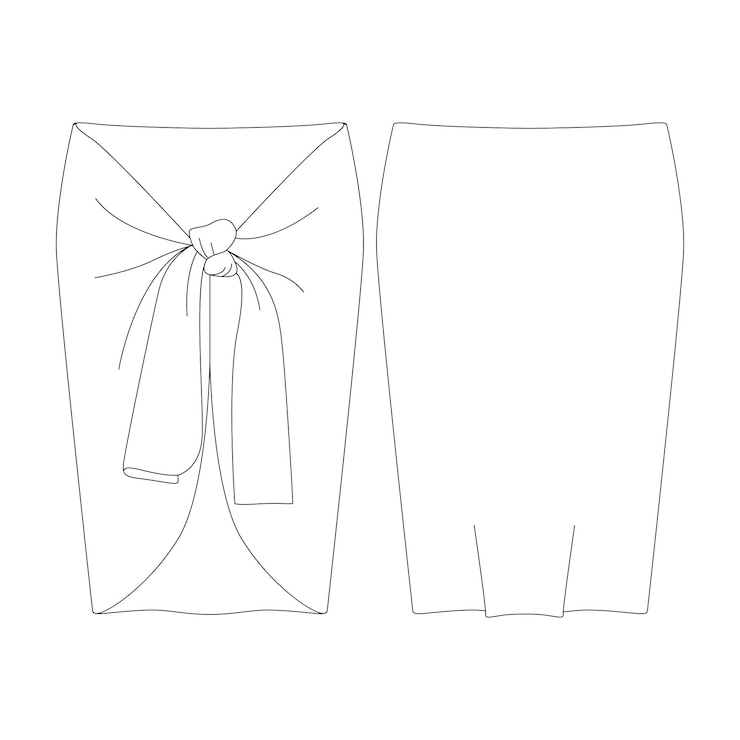 Vettore modello di illustrazione vettoriale di sarong contorno di design piatto collezione di abbigliamento