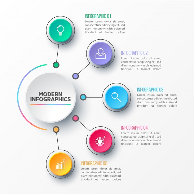 Modello di infografica 3D per la presentazione. Visualizzazione dei dati aziendali. Elementi astratti Concept creativo per infografica.
