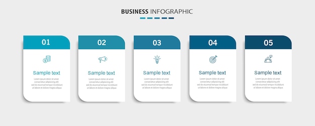 Modello di infografica aziendale con 5 opzioni o passaggi