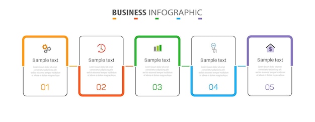 Modello di infografica aziendale con 5 opzioni