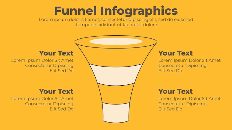 Vettore modello di infografica aziendale con diagramma a imbuto 3d