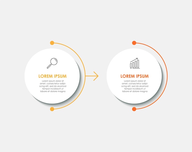 Modello di Infografica aziendale minima Timeline con opzioni in 2 passaggi e icone di marketing