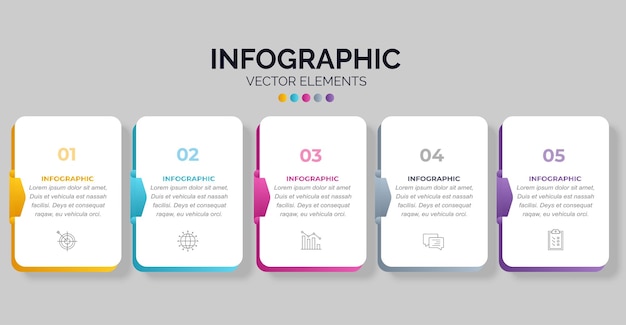 Modello di infografica aziendale per presentazioni con 5 opzioni