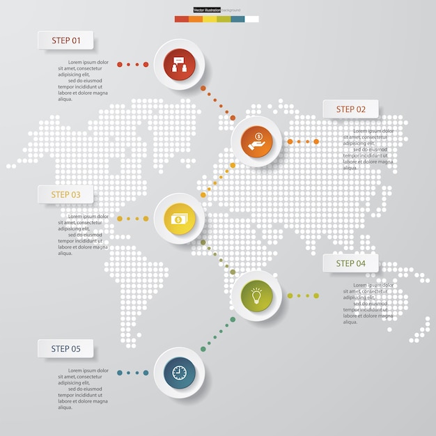 Modello di infografica business moderno presentazione 5 opzioni