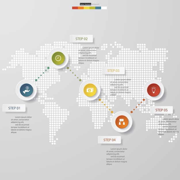 Modello di infografica business moderno presentazione 5 opzioni