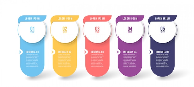 modello di infografica con cinque passaggi