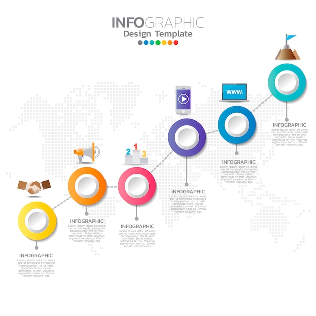 Modello di infografica con icone di marketing digitale.