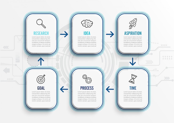 Vettore modello di infografica con icone e 6 opzioni.