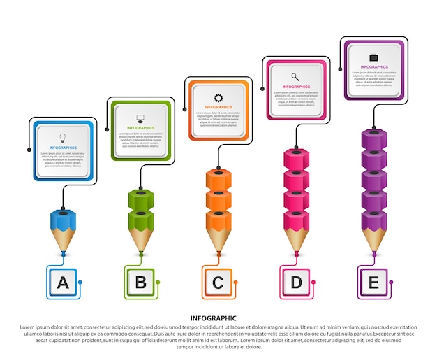 Modello di infografica con matita