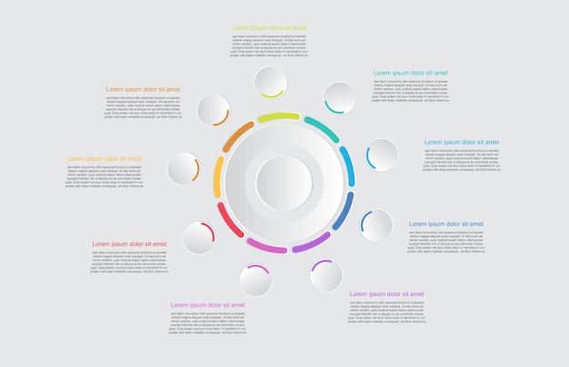 Modello di infografica del vettore infografico di presentazione dell'argomento del diagramma moderno del cerchio