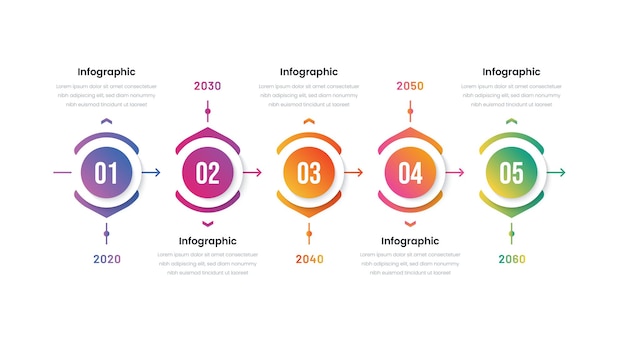 Modello di infografica in cinque passaggi per il business