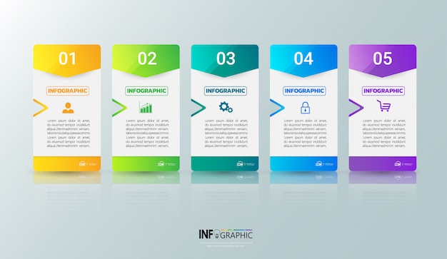 Modello di infografica in cinque passaggi