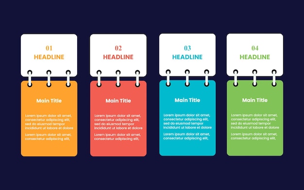 Modello di infografica in stile blocco note per la presentazione e il grafico del diagramma