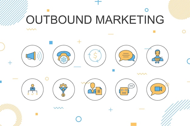 Modello di infografica marketingtrendy in uscita Design a linea sottile con chiamata a freddo di generazione di lead di conversione del cliente