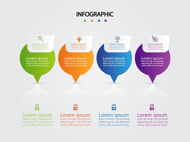 Modello di infografica per le imprese con 4 opzioni.