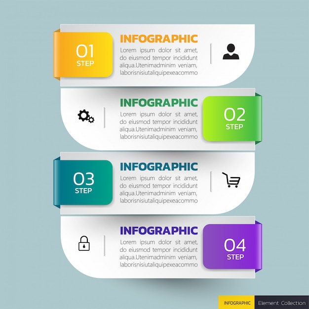 Modello di infografica quattro passi.