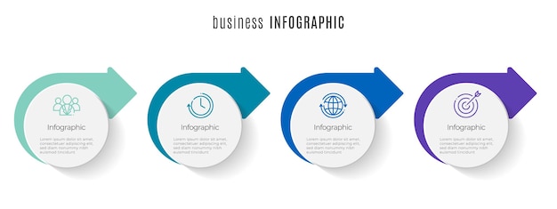 Modello di infografica timeline cerchio moderno 4 passaggi