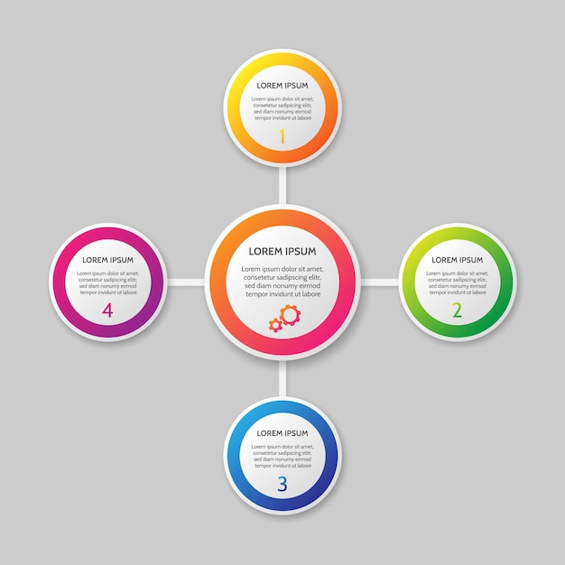 Modello di infografica vettoriale sullo sfondo grigio sfumato Quattro opzioni
