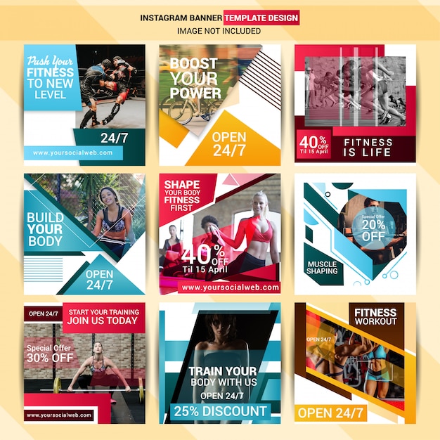 modello di instagram di palestra e sport
