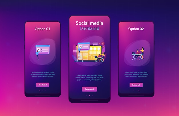 Modello di interfaccia app dashboard di social media