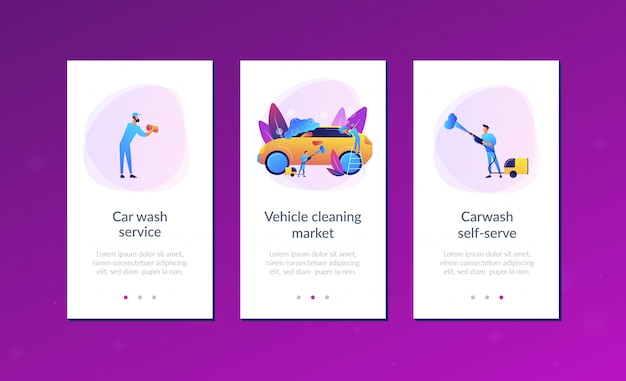 Modello di interfaccia app servizio di autolavaggio